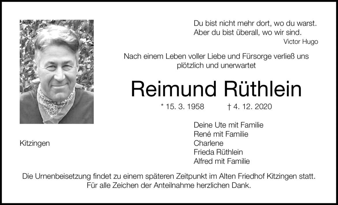 Traueranzeige vom Samstag den 12. Dezember 2020